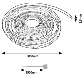 Rabalux 79021 - RGBW LED szalag, 21W, 5 m, IP67, dimmelhető, távirányítóval