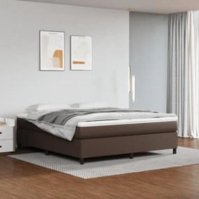 Barna műbőr rugós ágy matraccal 180 x 200 cm