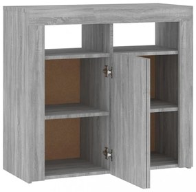 szürke sonoma tálalószekrény LED-világítással 80 x 35 x 75 cm