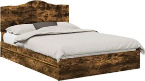 vidaXL Tárolós Ágy fejtámlával Füstölt tölgy 160 x 200 cm Faanyag