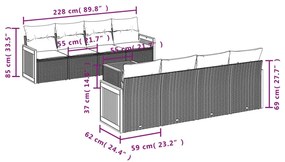 9 részes szürke polyrattan kerti ülőgarnitúra párnákkal