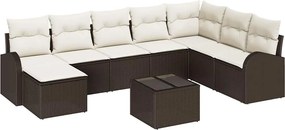 vidaXL Kerti Kanapé Szett párnával 9 pcs Barna Poli rattan