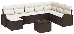 vidaXL Kerti Kanapé Szett párnával 9 pcs Barna Poli rattan