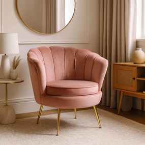 Fotel ANGEL Różowy Welurowy
