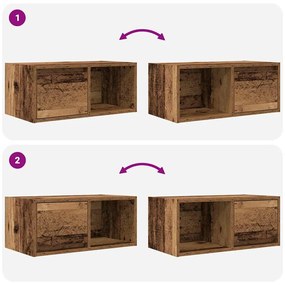 antik fa színű szerelt fa TV-szekrény 60x31x25,5 cm