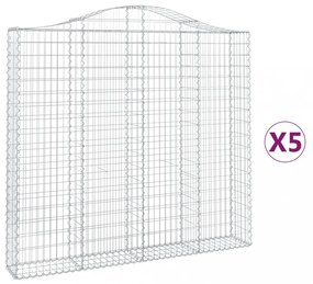 5 db íves horganyzott vas gabion kosár 200x30x180/200 cm
