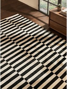 Fekete-fehér kétoldalas kézi szövésű gyapjú szőnyeg 200x300 cm Donna – Hanse Home