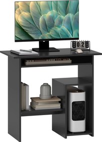 HOMCOM Íróasztal, 80 x 45 cm, Számítógépasztal, Irodai asztal kihúzható billentyűzetfiókkal, nyitott rekeszekkel és polcokkal, forgácslapból, Otthonra