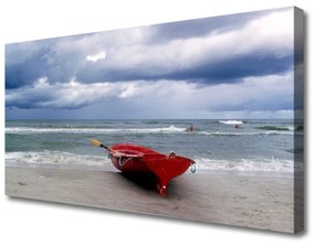Canvas kép Boat Beach Sea Landscape 125x50 cm