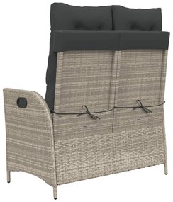 világosszürke polyrattan dönthető kerti pad párnával