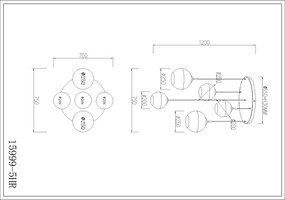 Globo 15999-5HR - RAGUSA kábelre függesztett csillár 5xE27/60W/230V