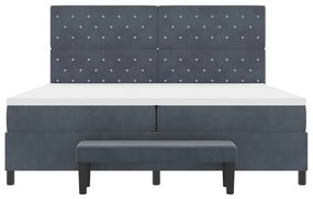 Bokszrugós Ágy Matraccal és Pad Sötétszürke 200x200 cm Velúr