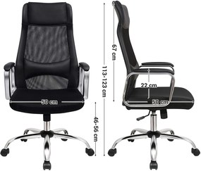 SONGMICS irodai szék, ergonomikus számítógékszék, fejtámlával és deréktámasszal, magasságállítható, fekete