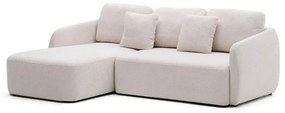 Krémszínű zsenília kinyitható sarokkanapé (bal oldali-heverő résszel) Laira – Kave Home