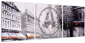 Kép - olajfestmény, Párizs (órával) (90x30 cm)