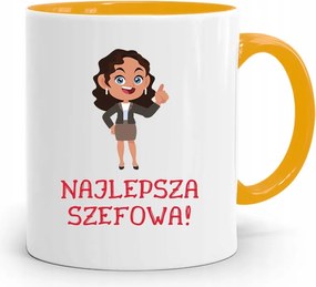 Sárga Bögre Ajándék Főnöknek Legjobb Főnöknő fényképes nyomtatással