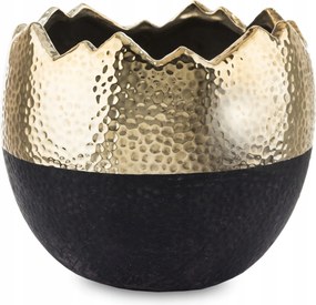 Virágtartó kaspó arany-fekete. Lakásdekoráció.