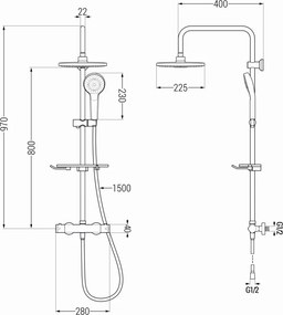 Mexen KT05 zuhanykészlet Kai termosztatikus csapteleppel, fehér 771500593-20