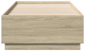 sonoma tölgyszínű szerelt fa ágykeret LED-del 90 x 200 cm