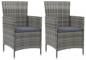2 db szürke polyrattan kerti szék párnával