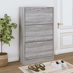 szürke sonoma színű szerelt fa cipősszekrény 63x24x103 cm