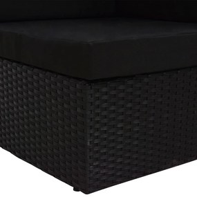 fekete polyrattan sarokkanapé-elem