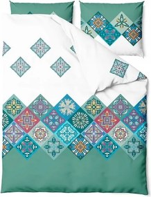 Pamut ágyneműhuzat 140x200 Diamond zöld geometrikus minták