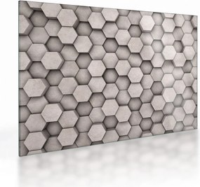 Kép - Hatszögek beton kivitelben (üvegen) (70x50 cm)