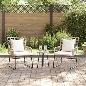 Kert étkező szett 3 pcs Barna Fekete Krém Poli rattan és acél