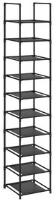 Cipősszekrény fémszerkezettel ORDEN 173x33 cm, fekete