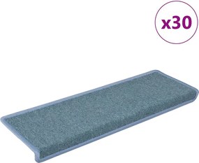 vidaXL 30 db lépcsőszőnyeg 65 x 21 x 4 cm tengerkék téglalap alakú széllel