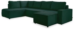 Sötétzöld kordbársony kinyitható sarokkanapé (bal oldali-U alakú) Brave Dave – Miuform