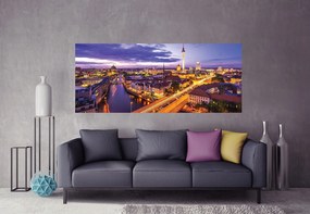 Fotótapéta Berlin éjszaka Város fények folyó utca dinamika 250x104 +ragasztó