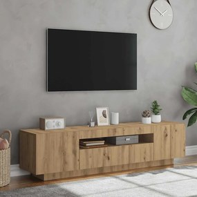 kézműves tölgy szerelt fa TV-szekrény LED-ekkel 160x35x40 cm