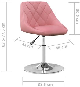 6 db rózsaszín bársony dönthető étkezőszék