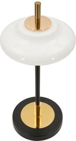 Fehér-fekete asztali lámpa üveg búrával (magasság 46 cm) Vintage – Mauro Ferretti