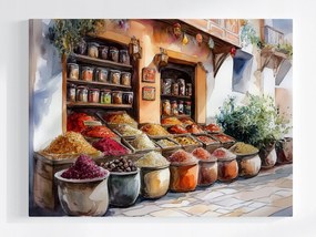Vászonkép Canvas Arab Bazár Piac Fűszerbolt Gyógynövények 80x60