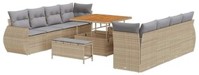 vidaXL Kerti Kanapé Szett tárolóval 11 pcs Bézs Poli rattan
