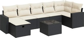 vidaXL 8 részes fekete polyrattan kerti ülőgarnitúra párnákkal