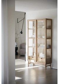 Natúr színű tálalószekrény tolóajtóval, tölgyfa dekorral 100x203 cm Hazelton – Rowico