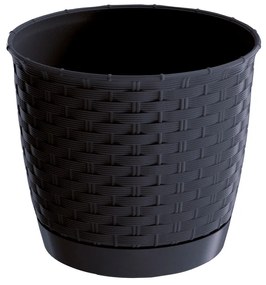 Ratolla Round műanyag virágtartó antracit, átmérő: 16,5 cm, 16,5 cm átmérő
