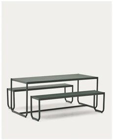 Sötétzöld fém négyszemélyes kerti étkezőgarnitúra Sotil – Kave Home