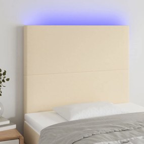 krémszínű szövet LED-es fejtámla 80x5x118/128 cm