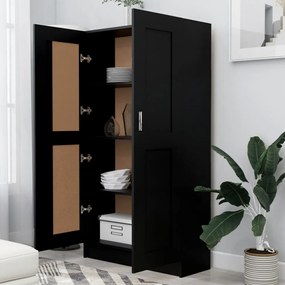 fekete szerelt fa könyvszekrény 82,5 x 30,5 x 150 cm