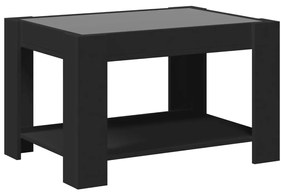 fekete szerelt fa dohányzóasztal LED-del 73 x 53 x 45 cm