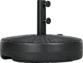 Outsunny Kerek Ernyőtartó Állvány Ø38/48 mm-es Ernyőoszlophoz, 22 kg Víz és 29 kg Homok Töltésére, Rattan Hatású Felület Ø51x36 cm Fekete | Aosom