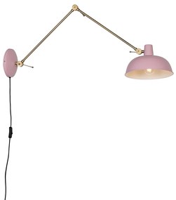 Retro fali lámpa rózsaszín bronzzal - Milou