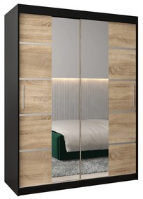 Ruhásszekrény 180 cm Verika 4 180 (fekete + szonoma tölgy). 1064296