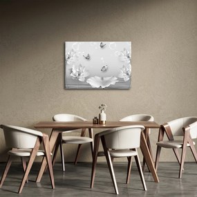 Kép - Virágos dizájn pillangókkal (70x50 cm)