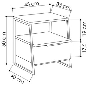 Bézs éjjeliszekrény polcokkal Pal – Kalune Design